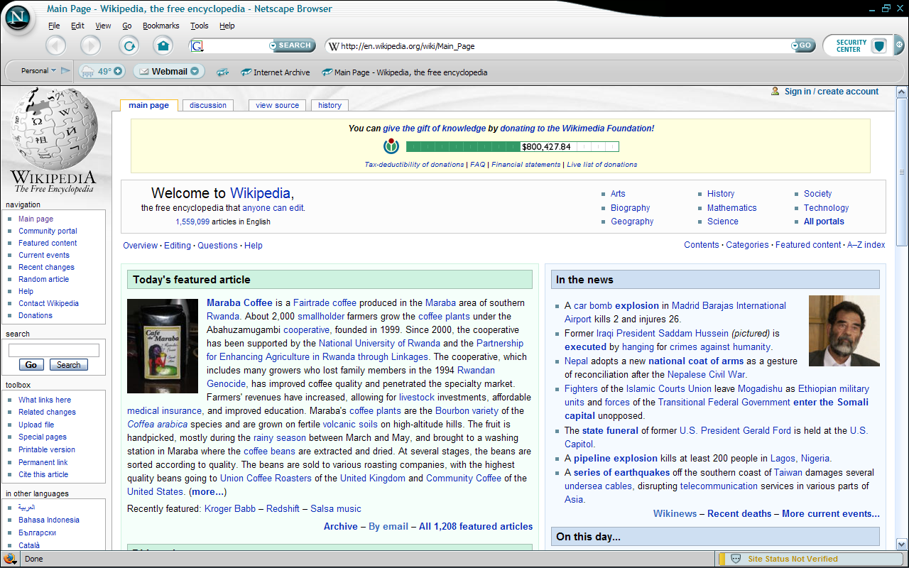 Netscape 8 for Windows showing Wikipedia (2006)